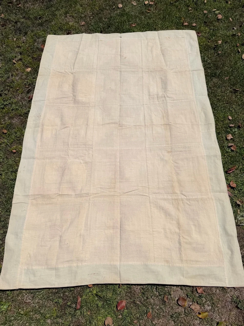 Vintage Courthouse Steps Log Cabin Quilt Hand Sewn Thin Red Green 41x64 FLAWS